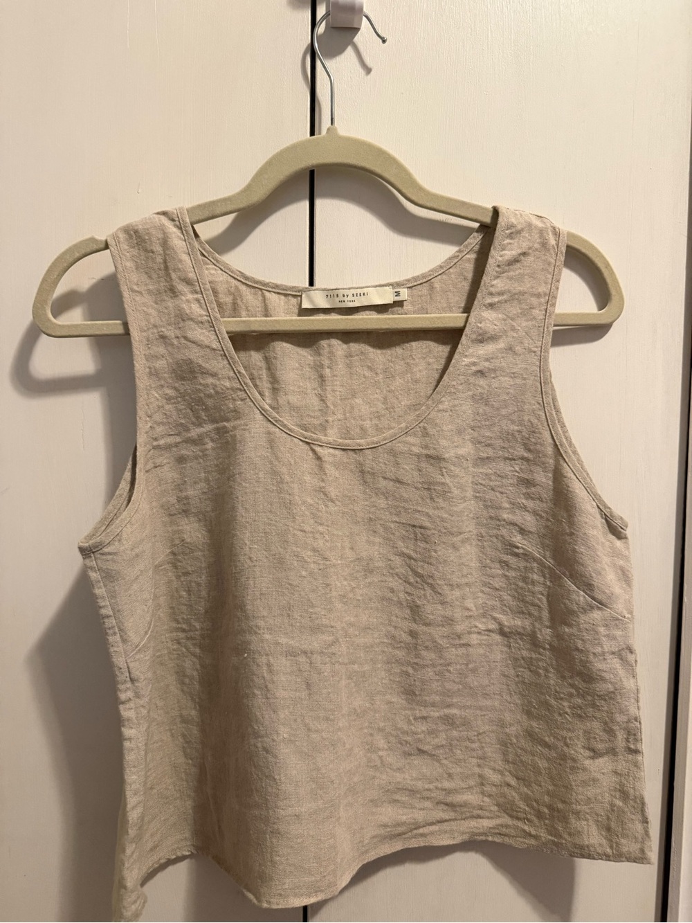 7115 by Szeki Linen Scoop Tank Top - Natural Beige